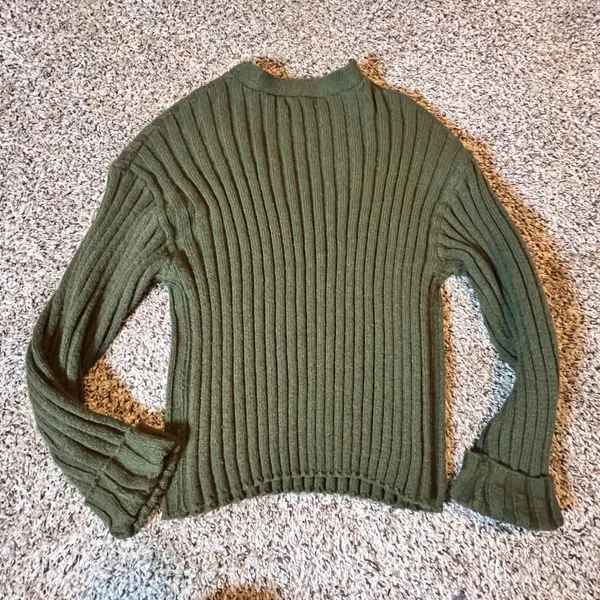 Vigoss Womens Olive Green Ribbed V-Neck‎ Sweater VC-W02428A Size Large - Image 6