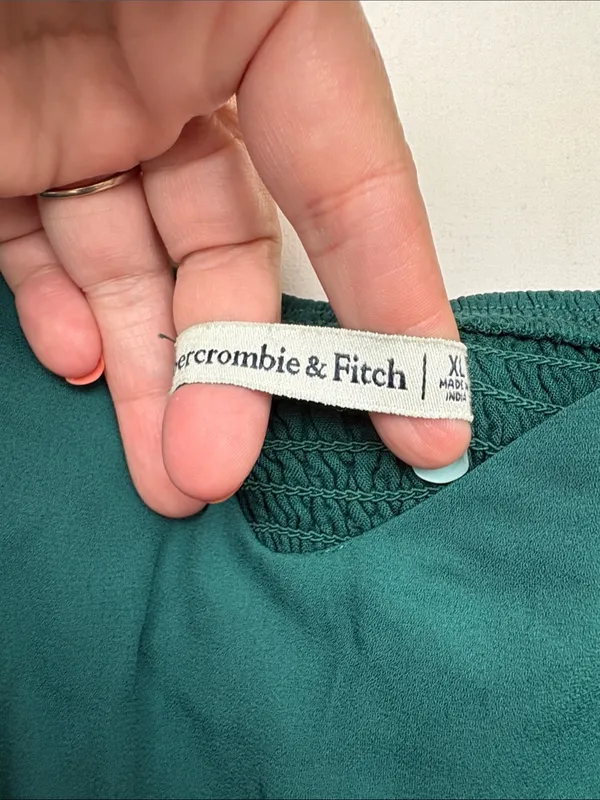 Abercrombie & Fitch size XL green mini dress long sleeve boho night - Image 3
