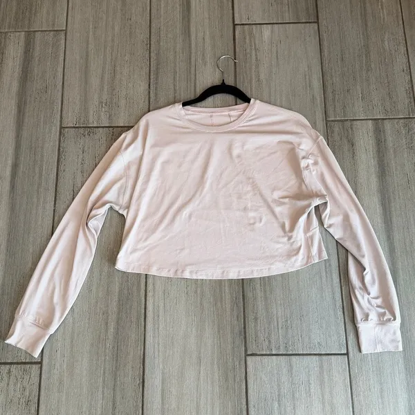 Lululemon Muscle Love Long Sleeve Shirt Misty Pink Cropped Womens Medium - Image 3