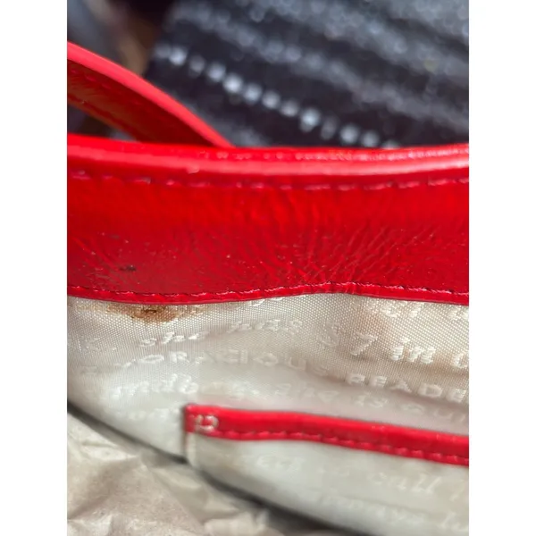 Kate Spade New York Red Patent Leather Satchel Crossbody Bag Gold Hardware - Image 6
