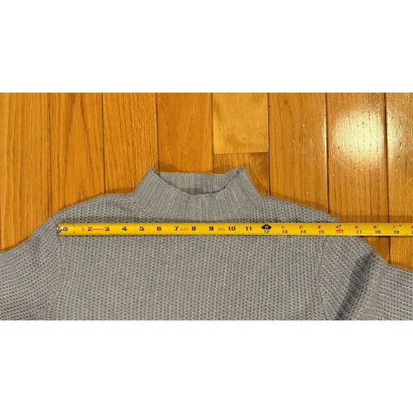 J. Crew Sweater Womens Size M Blue Waffle Knit Mock Neck Pullover Long - Image 5