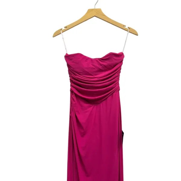 Lulus Epitome of Allure Fuchsia Mesh Strapless Ruched Maxi Dress size S NWT - Image 4