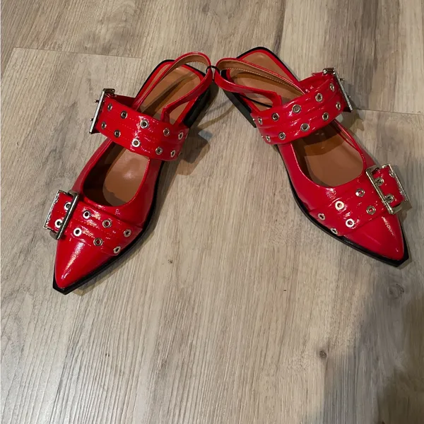 Red ballet flats with grommets size 11 - Image 5