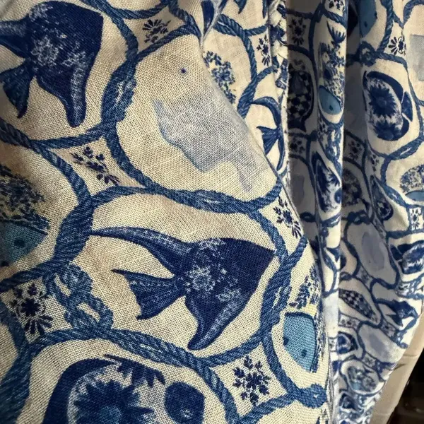 Isaac Mizrahi New York Linen Blend Maxi Dress NWT Blue White - Image 12