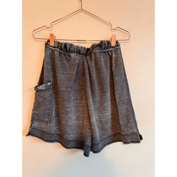 Free People Shorts Women Small Grey Good Vibes Acid Wash Lounge Paperbag Waist - Image 4
