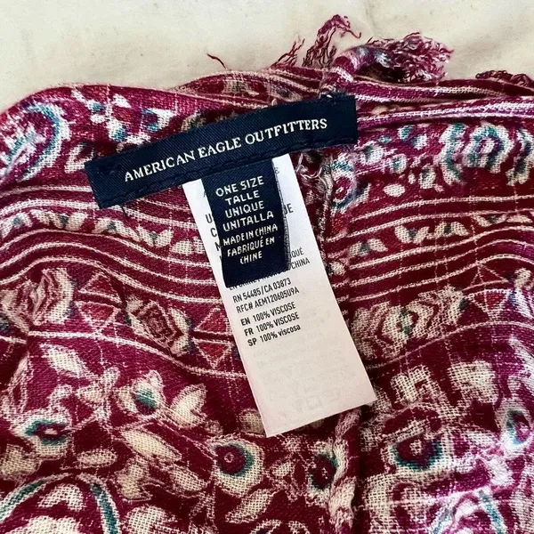 American Eagle Outfitters Burgundy and White Patterned Kimono - Image 4
