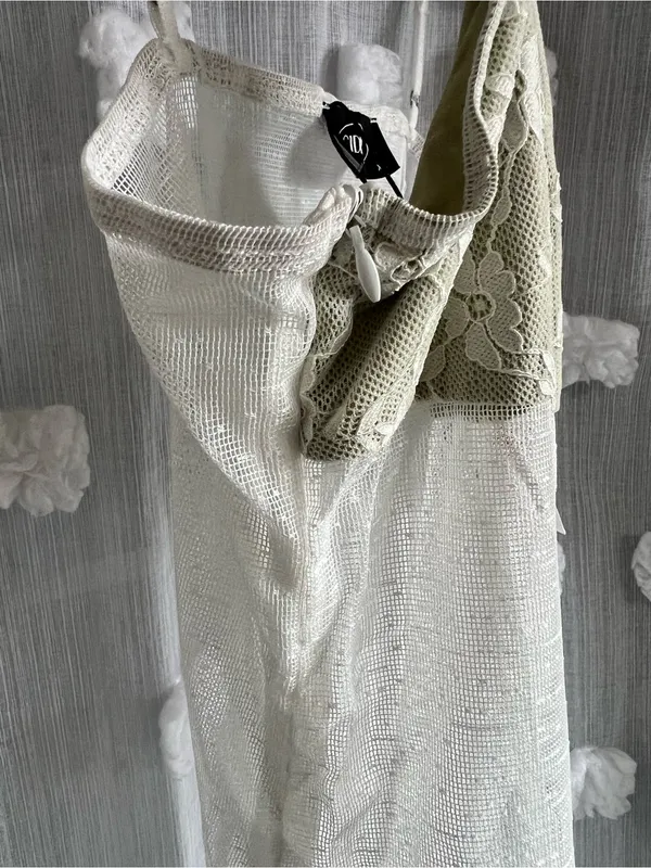 CIDER Lace Bust Sheer Slip Dress in Light Sage and white - Image 4