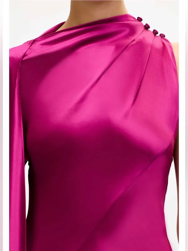 NEW ACLER Ropley satin cape Iris fuchsia maxi dress sz 10 - Image 4