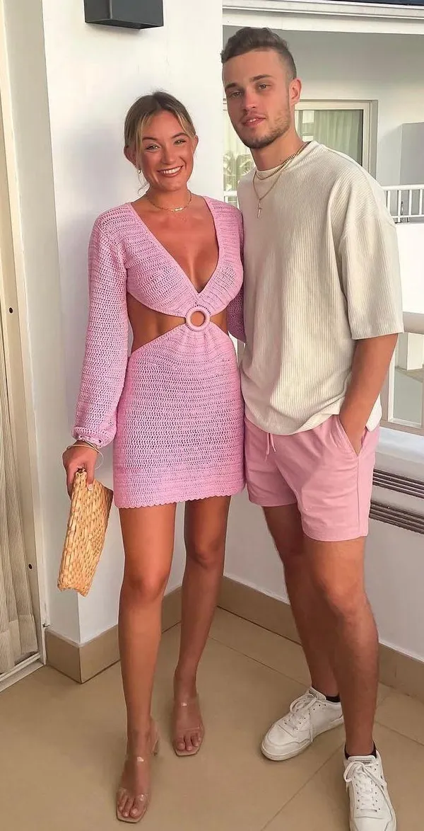 Beginning Boutique Pink Long Sleeve Crochet Dress - Image 3