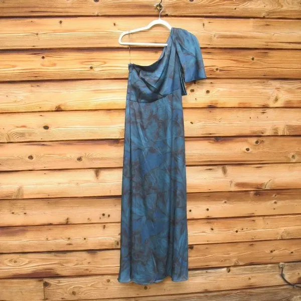 NWT Sachin + Babi Chelsea Blue Size One Shoulder Gown Dress FLAWS - Image 4
