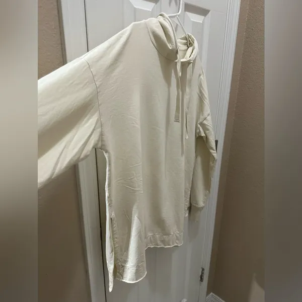 AERIE long sleeve oversized hooded sweatshirt size Medium cream color 100% - Image 7
