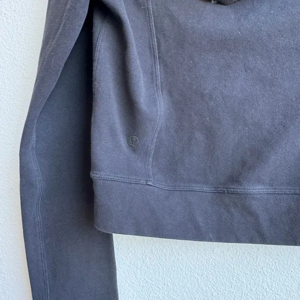 Lululemon Nice & Natural Popover Black Size 2 XS Practice Cotton Cropped Hoodie - Image 4