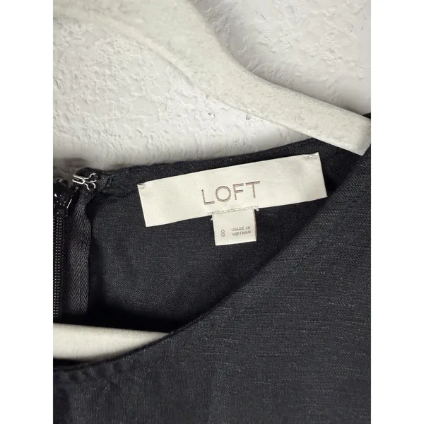 Loft Women's Jumpsuit Black‎ Linen Blend Sleeveless Wide Straight Pockets Size 8 - Image 9