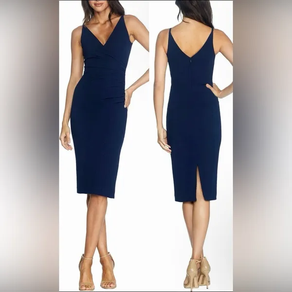 NWOT Dress the Population Anita Crepe Cocktail Dress navy blue S - Image 2