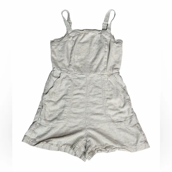 Coastal Picnic Striped Linen-Blend Romper • Neutral Summer Vibe Medium - Image 6