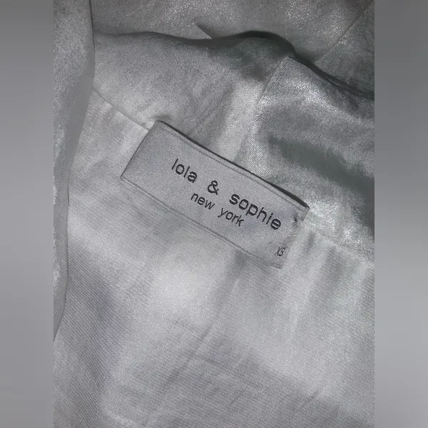 Lola & Sophie metallic cowl neck white blouse $155 XS - Image 4
