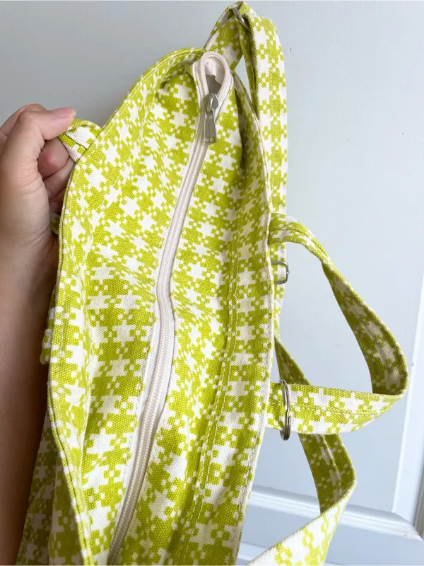 BAGGU Horizontal Zip Duck Bag Chartreuse Pixel Gingham - Image 5