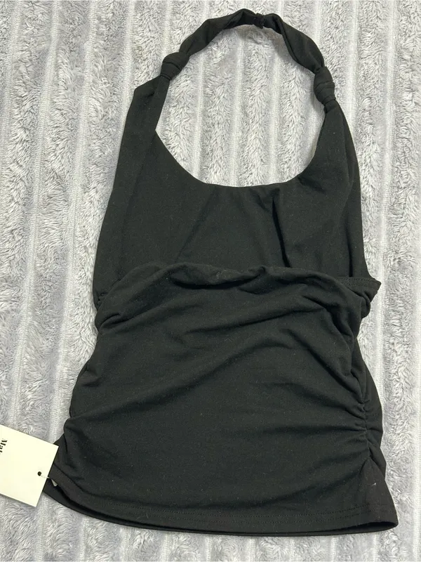 Matunana Black Ruched Halter Top — Size XS - Image 5