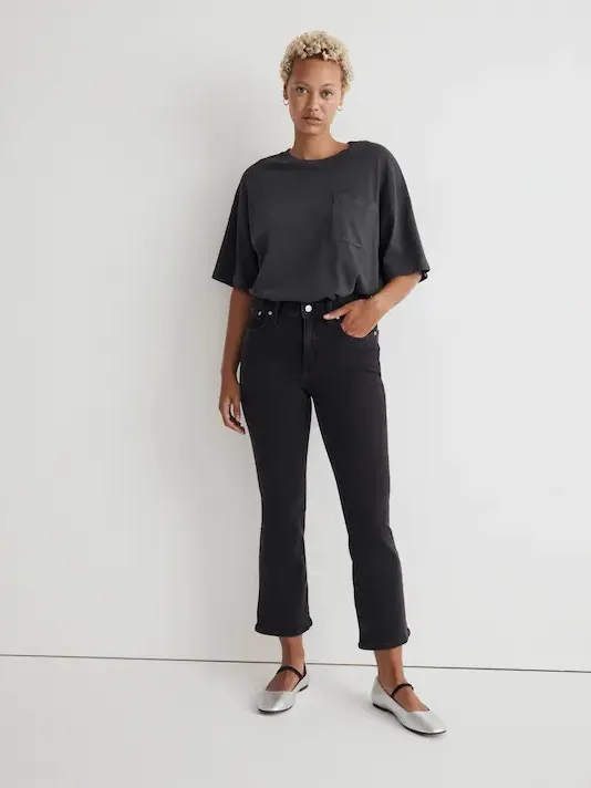 Madewell Black Curvy Kick Out Crop Jean Size 27 - Image 10
