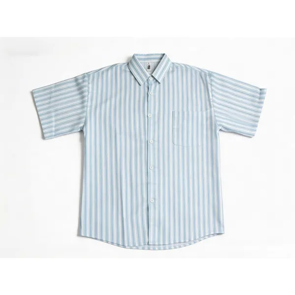 Short Sleeve Button Down‎ Women M Blue White Excellent Striped Collared Shirt - Image 2