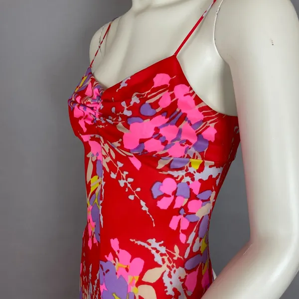 Vintage Saks Fifth Avenue‎ Dress Nightgown Floral Vibrant Gathered Bodice Slinky - Image 13