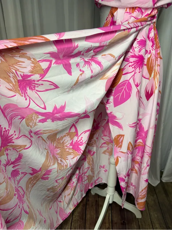 Pink Floral Maxi Dress with Spaghetti Straps - Image 10