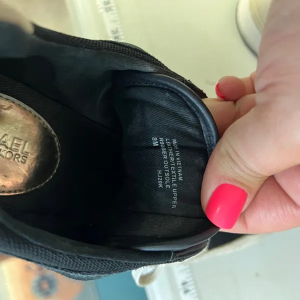 Michael Kors Wedge‎ Sneakers Black Gold Suede Leather Athletic Shoes Size 8 - Image 8