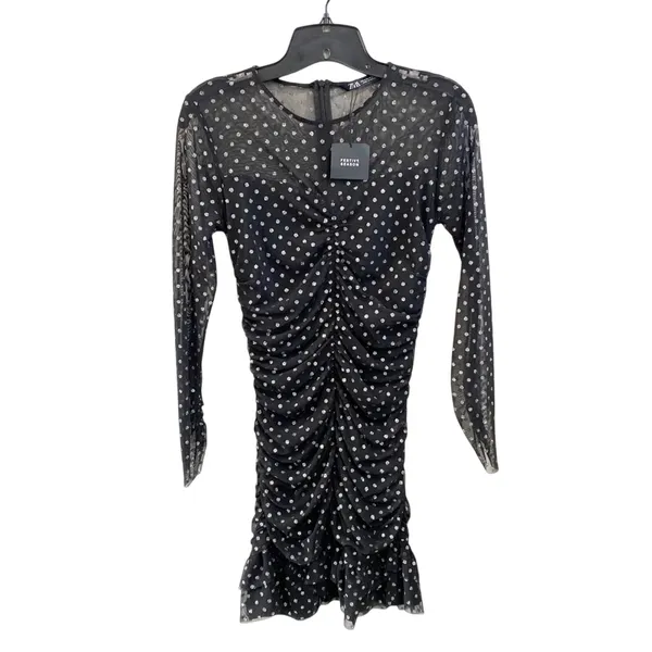 NWT Zara Swiss Dot Mesh‎ Tulle Ruched Mini Dress Size M Sheer Party Going Out - Image 3