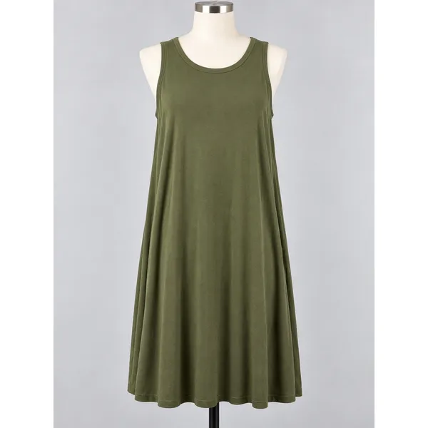 Ava & Viv Olive Green Sleeveless Swing Dress Plus Size 1X Tank Knit Scoop Neck - Image 2