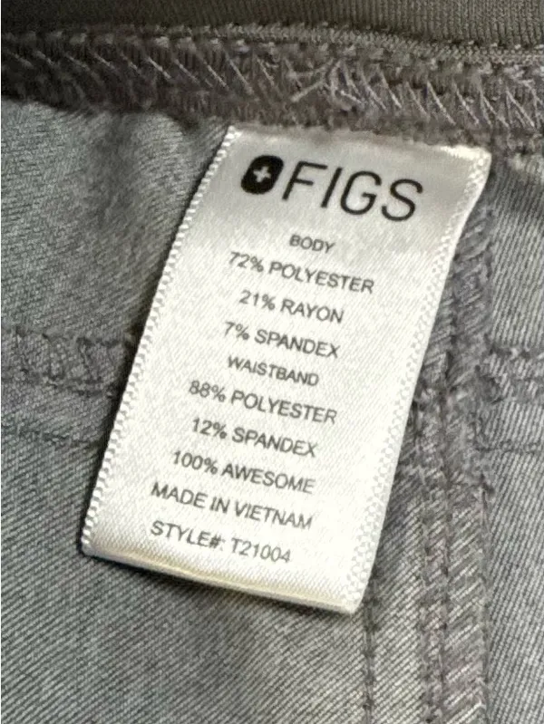 Figs Straight Leg Scrub Pants in Charcoal with Teal Drawstring - Image 5