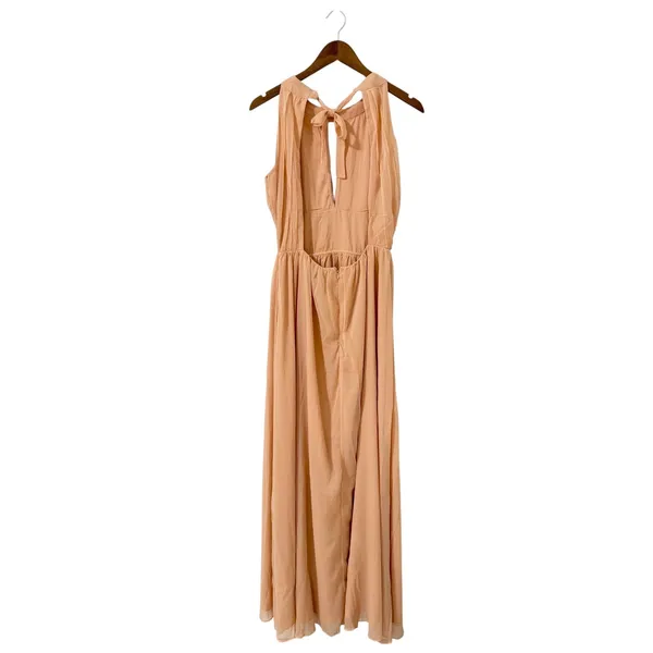 Lulus Sintra Peach Pleated Backless Maxi Dress size Medium NWT - Image 4