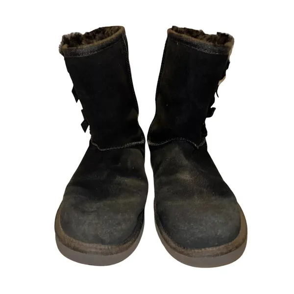 Koolaburra by UGG Victoria Short Black Suede Bow Boots‎ 1015874 Womens 10 - Image 2