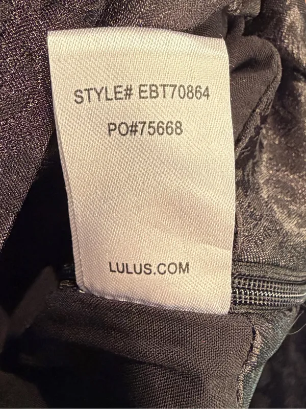 LULUS In a Mood Black Satin Jacquard Long Sleeve Crop Top Size XS - Image 8