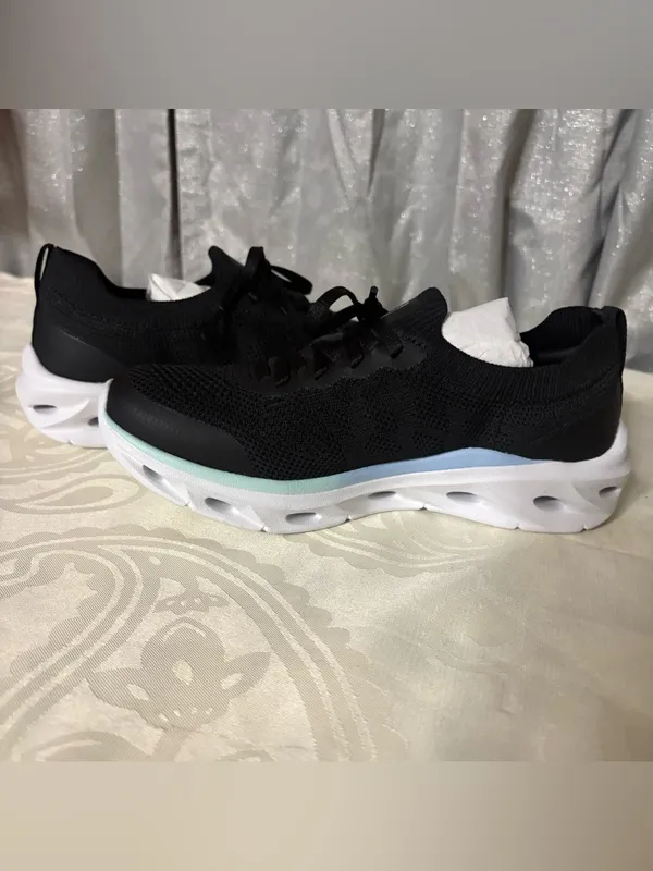 NWT- Skechers Women’s Black Knit Slip-On Sneakers with laces - Image 11