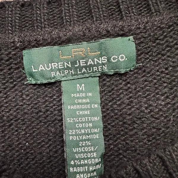 Lauren Ralph Lauren Polo Jeans Co Womens Size Medium Waffle Knit Black Sweater - Image 6
