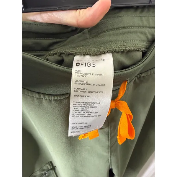 FIGS Zamora Jogger Scrub Pants Olive Green Orange Drawstring W18SW2005 Womens S - Image 7