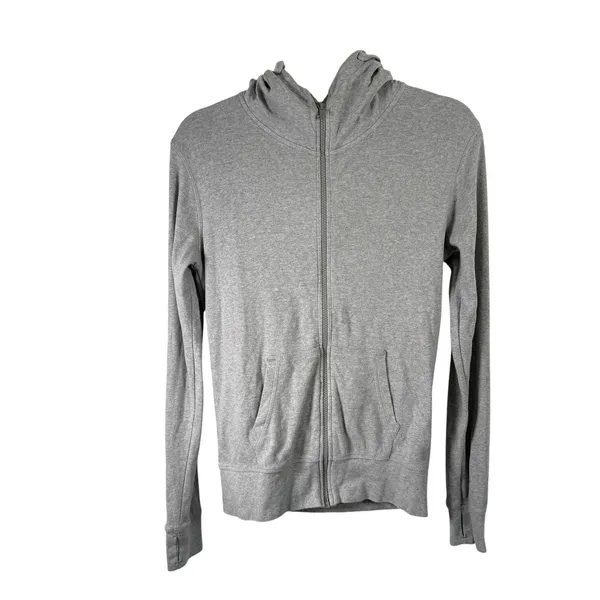 Pact Organic Cotton Full Zip Hoodie Heather Gray Thumbhole Athleisure‎ Womens Sm - Image 2