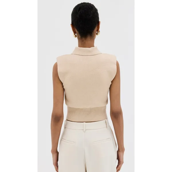 Staud Nola Tan Button front sleeveless Sweater size medium - Image 3