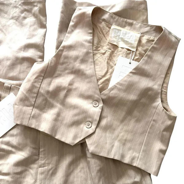 PIPPA‎ THE LABEL Pinstriped Wide Leg Pant Vest Set NWT Small - Image 3