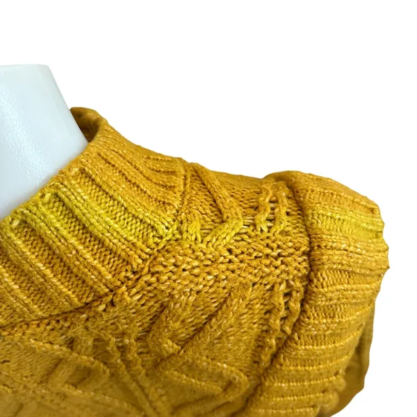 Central Park West Mustard Cable Knit Cardigan Sweater SMALL Cottage Prairie $181 - Image 12