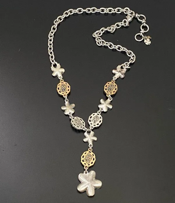 LUCKY BRAND Silver-tone Chain Flower Cabochon Y-Necklace 31g - Image 5