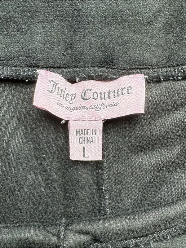 Juicy Couture Velour Track Pants Sweats L Black Velour Bling Cozy Retro Y2K - Image 5