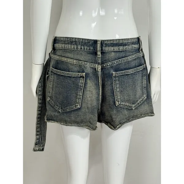 Vintage Y2K Women’s Denim Cargo Mini Skort Low Rise Belted Pockets 2000s Size M - Image 6