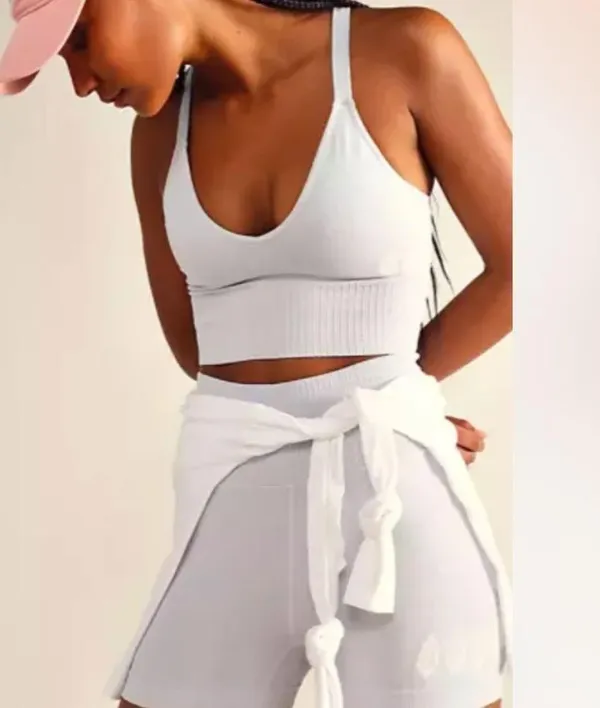 Free People Movement Good Karma Grey Top & Shorts Set - Image 4