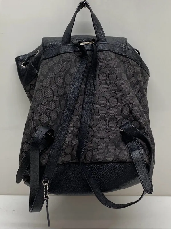Coach Billie Black and Charcoal Signature Drawstring Backpack - Image 2