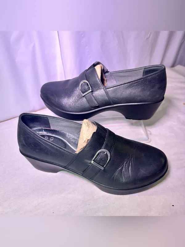 Dansko Black Leather Buckle Slip-On Loafer - Image 2