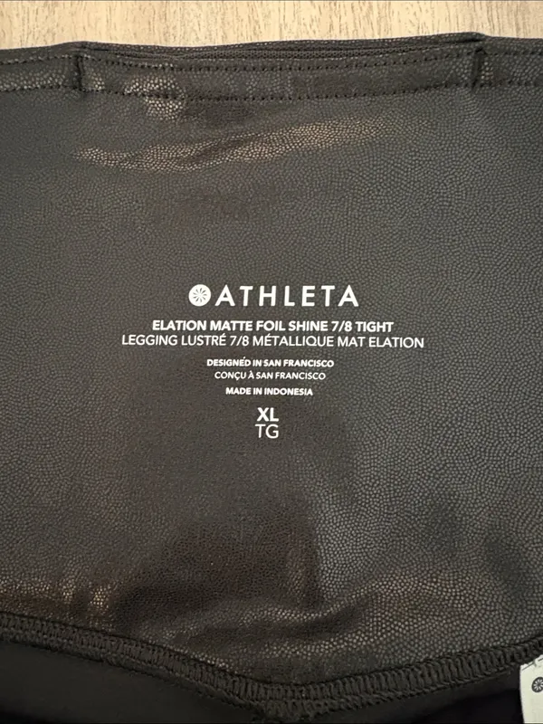 Athleta Elation Matte Foil Shine 7/8 Tight Leggings Women’s Size XL Black - Image 4