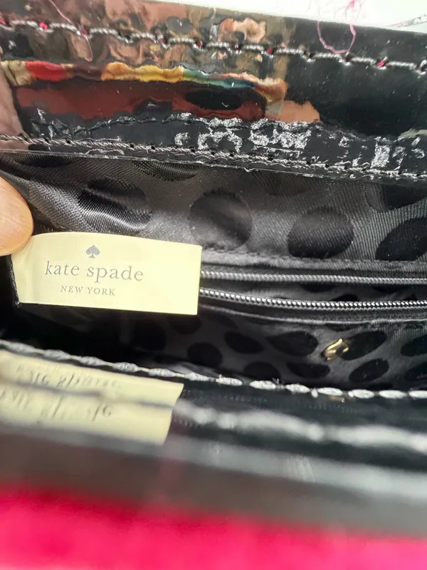 Vintage Kate Spade New York Pink Red Felt Crossbody Bag Gold Hardware - Image 5
