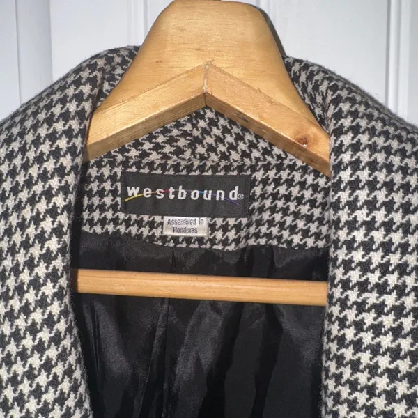 Westbound Houndstooth Pea Coat Sz 12 Wool Blend Exclusively Made For Dillard’s - Image 6
