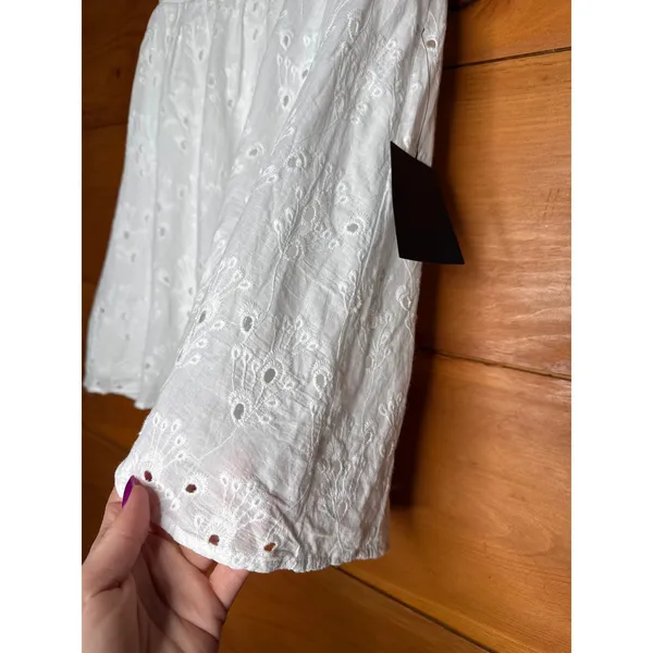 NWT Lulus Flirtatious in Florence White Ruffled Eyelet Cotton Mini Dress Sz L - Image 8